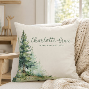 Woodland Baby Shower • Neutral Beige Forest Design Cushion