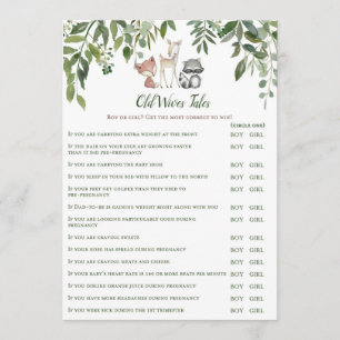 Woodland Baby Shower Old Wives Tale Game Invitation