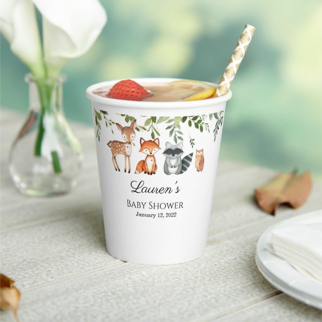 Woodland Baby Shower Paper cups (Insitu)