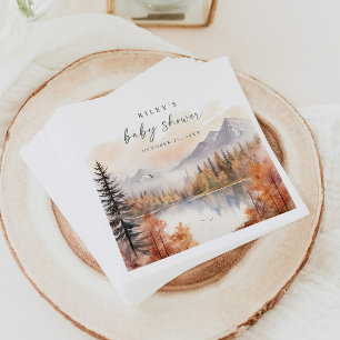 Woodland Baby Shower Paper Napkins Fall Mountains