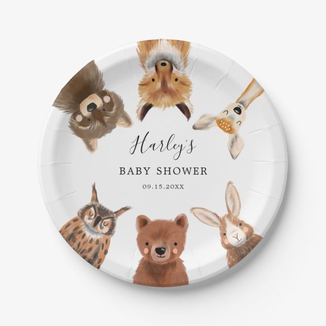 Woodland Baby Shower  Paper Plate (Front)