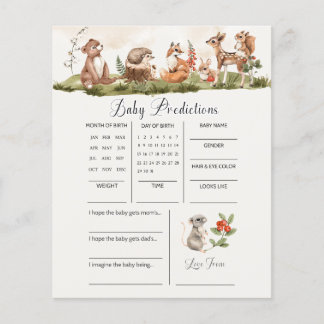 Woodland Baby Shower Predications Game