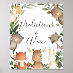 Woodland Baby Shower Predictions and Advice Sign
