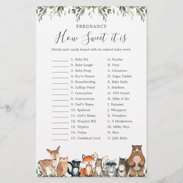 Woodland Baby Shower Pregnancy How Sweet It Is (Front)