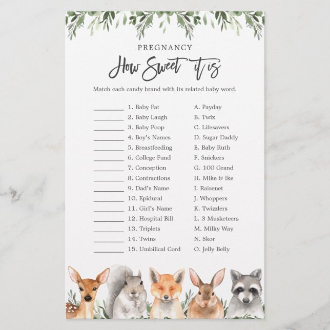 Woodland Baby Shower Pregnancy How Sweet It Is (Front)