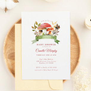 Woodland Baby Shower Red Invitation