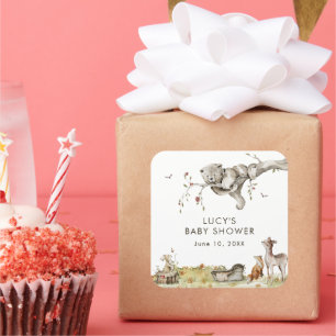 Woodland Baby Shower Square Sticker