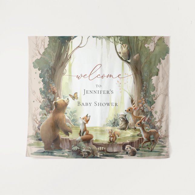 Woodland Baby Shower Tapestry (Front (Horizontal))