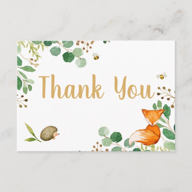 Woodland Baby Shower Thank you Card (Front)