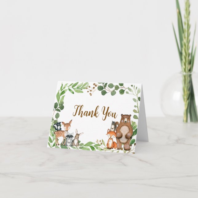 Woodland Baby Shower Thank You Card (Front)