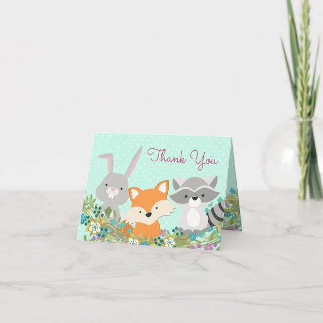 Woodland Baby Shower Thank You Cards (Front)