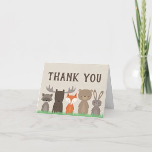 Woodland Baby Shower Thank You Cards Folded