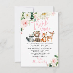 Woodland Baby Shower Thank You Cards for a Girl