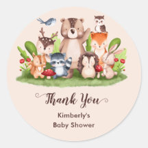 Woodland Baby Shower Thank You Favour Stickers