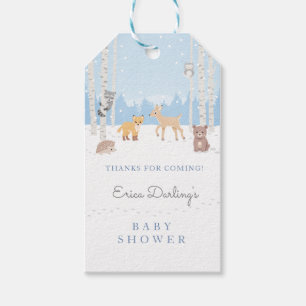 Woodland baby shower theme   winter forest   gift tags
