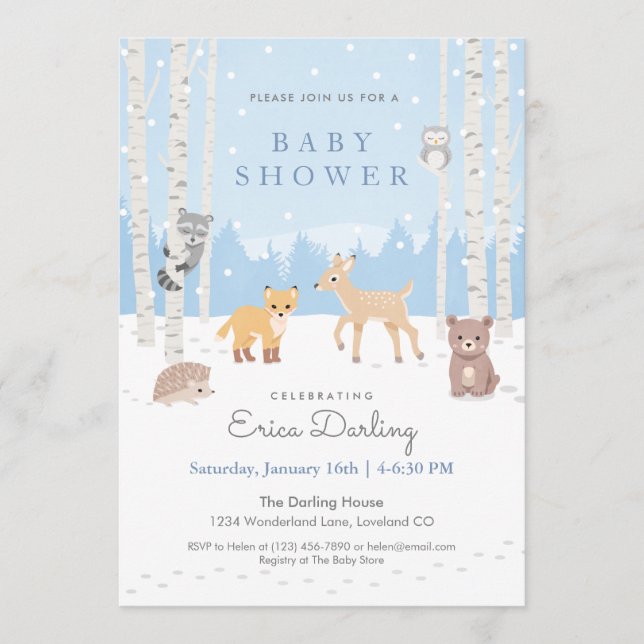 Woodland baby shower theme | winter forest programme (Front)