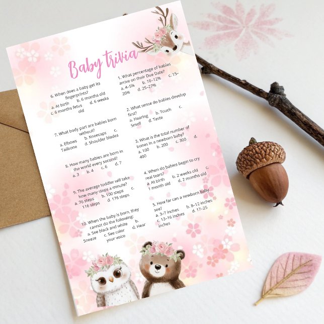 Woodland Baby Shower Trivia Game (Creator Uploaded)