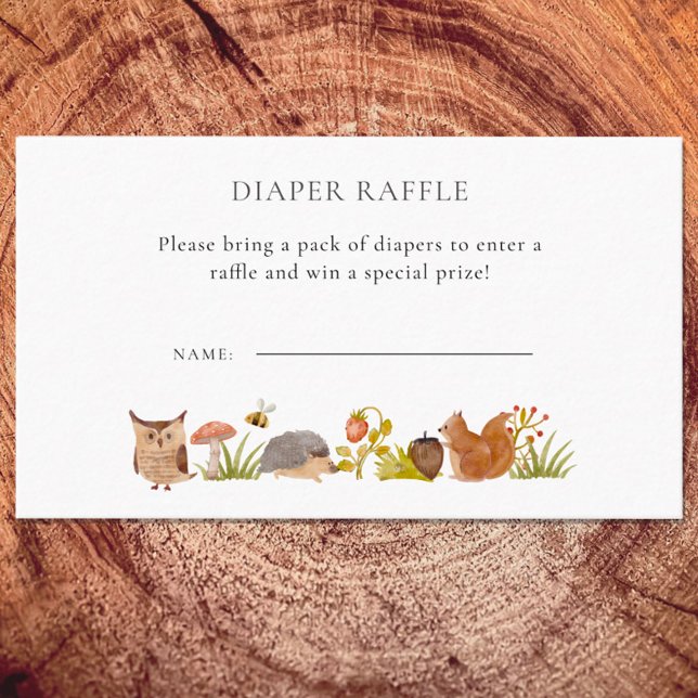 Woodland Baby Shower Watercolor Diaper Raffle  Enclosure Card (Creator Uploaded)