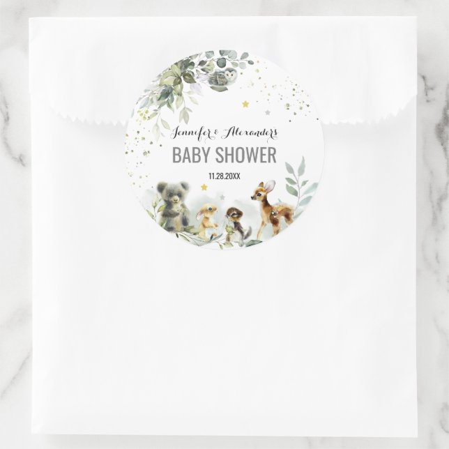 Woodland Baby Shower Watercolor Sticker (Bag)