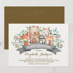 Woodland Baby Shower Whimsical Forest Animals Invitation