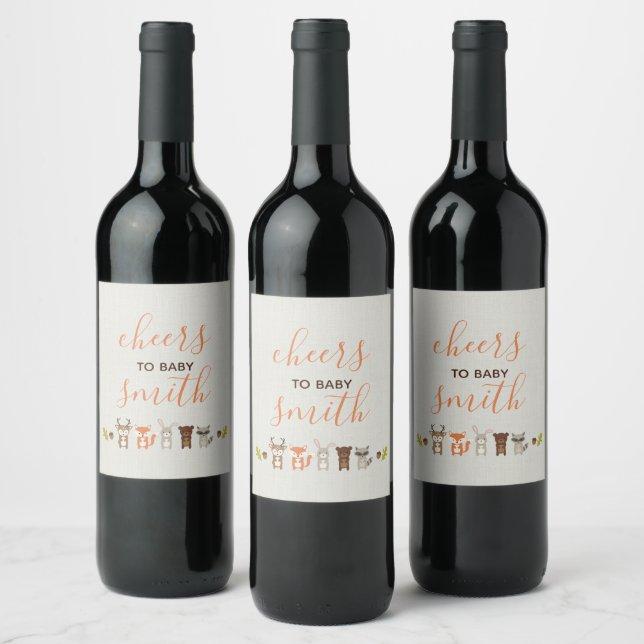 Woodland Baby Shower Wine Label (Bottles)