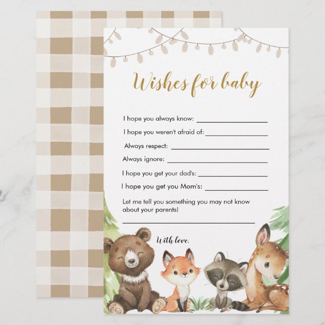 Woodland Baby Shower Wishes For Baby (Front/Back)