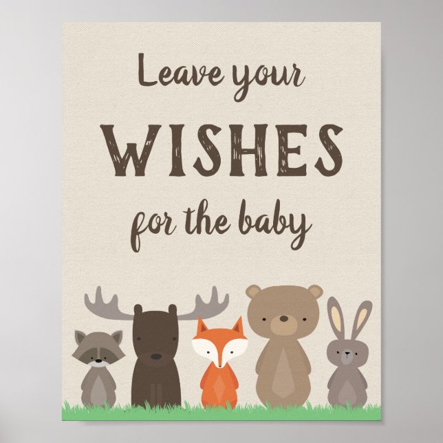 Woodland Baby Shower Wishes for Baby Sign (Front)