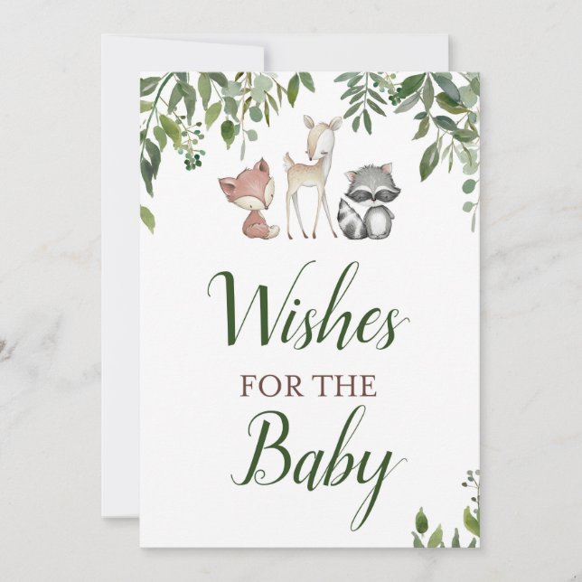 Woodland Baby Shower - Wishes for baby sign 5x7 Invitation (Front)