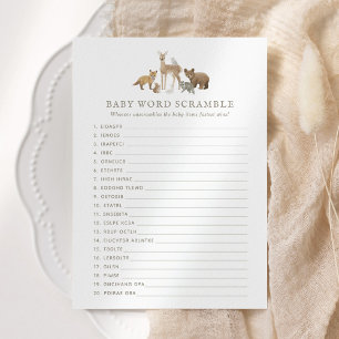 Woodland Baby Shower Word Scramble Invitation
