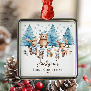 Woodland Baby's 1ST Christmas  Metal Tree Decoration