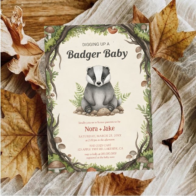 Woodland badger baby shower invitation (Creator Uploaded)