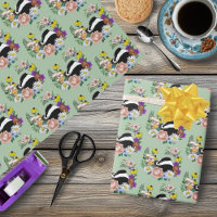 Woodland Badger Wildflowers Mushrooms Sage Green