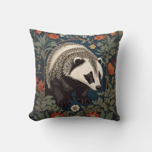 Woodland Badger William Morris Inspired Cushion