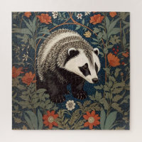 Woodland Badger William Morris Inspired