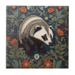 Woodland Badger William Morris Inspired Tile<br><div class="desc">Introducing this Woodland Badger William Morris Inspired Ceramic Tile – a captivating blend of nature-inspired aesthetics and timeless design. This ceramic tile features a charming depiction of a woodland badger, drawing inspiration from the renowned artist William Morris. With meticulous attention to detail, the tile showcases intricate patterns and earthy tones...</div>