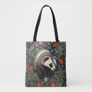 Woodland Badger William Morris Inspired Tote Bag