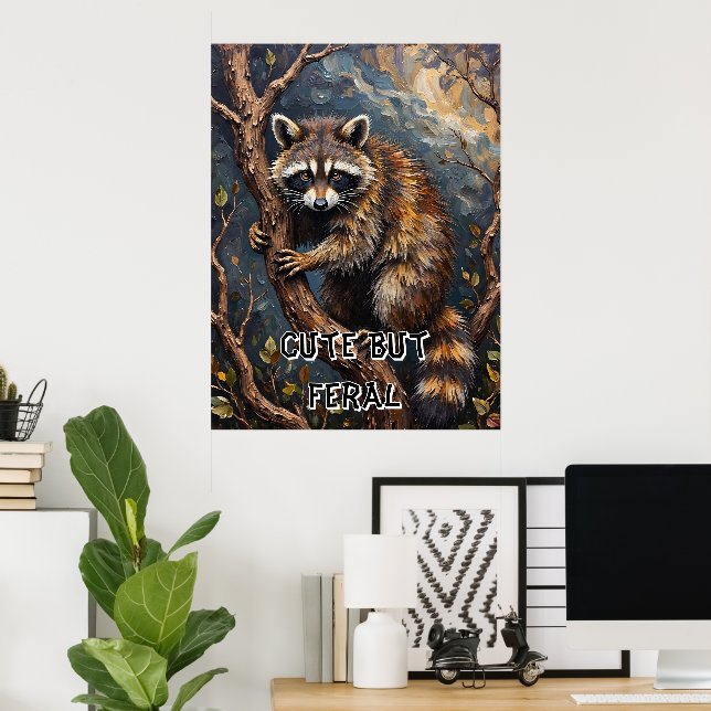 Woodland Bandit: Racoon in the Branches Poster (Home Office)