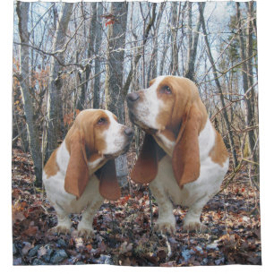Woodland Basset Hound Shower Curtain