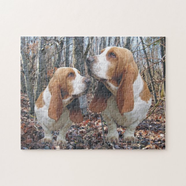 Woodland Basset Hounds Jigsaw Puzzle (Horizontal)