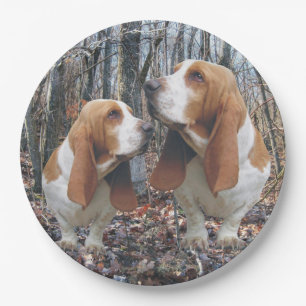 Woodland Basset Hounds Paper Plate
