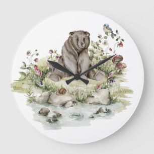 Woodland Bear Acrylic Wall Clock
