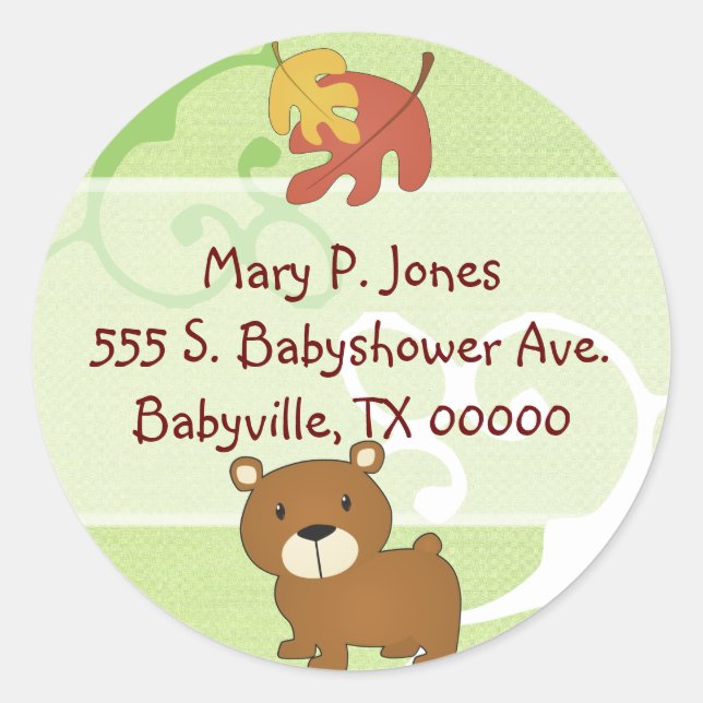Woodland Bear Address Label Stickers (Front)