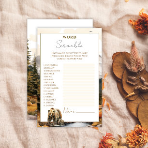 Woodland Bear Adventure Baby Shower Word Scramble 
