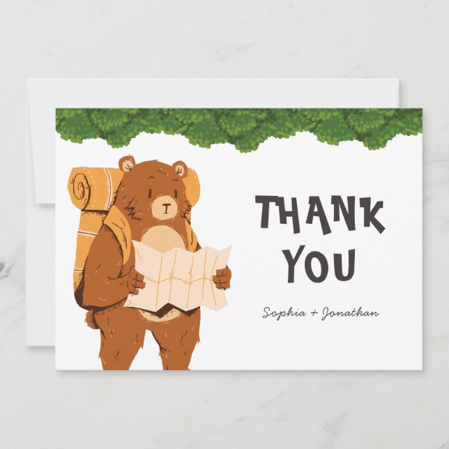 Woodland Bear Adventure Thank You Card (Front)