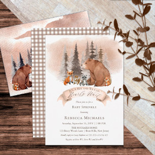Woodland Bear Animal Bearly Wait Boy Baby Sprinkle Invitation