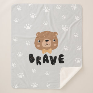 Woodland Bear Animal Boho Pattern Sherpa Blanket