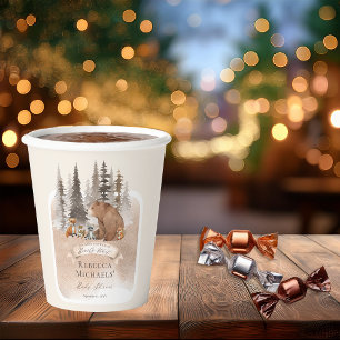 Woodland Bear  Animals Bearly Wait Boy Baby Shower Paper Cups