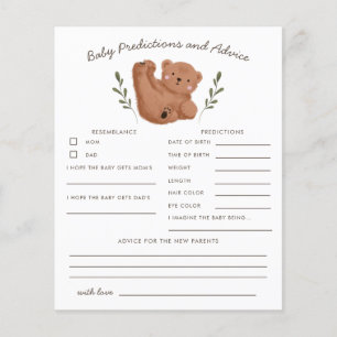 Woodland Bear Baby Predictions & Advice Card