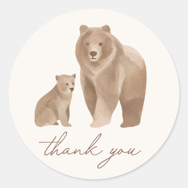 Woodland Bear Baby Shower Classic Round Sticker (Front)