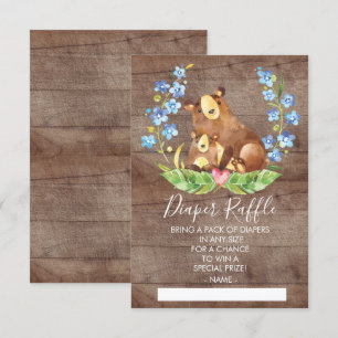 Woodland Bear Baby Shower Diaper Raffle Ticket Invitation